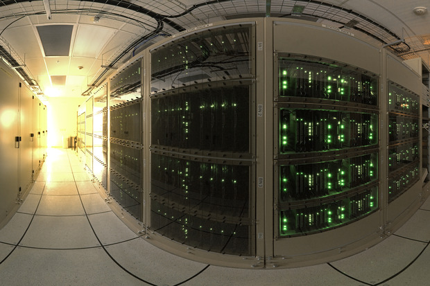 Wide-angle view of the ALMA correlator, one of the most powerful supercomputers in the world.